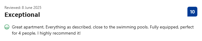 Guest rating: Exceptional