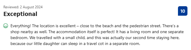 Guest rating: Exceptional